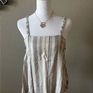 Promesa Cream and Black Striped Square-Neck Camisole